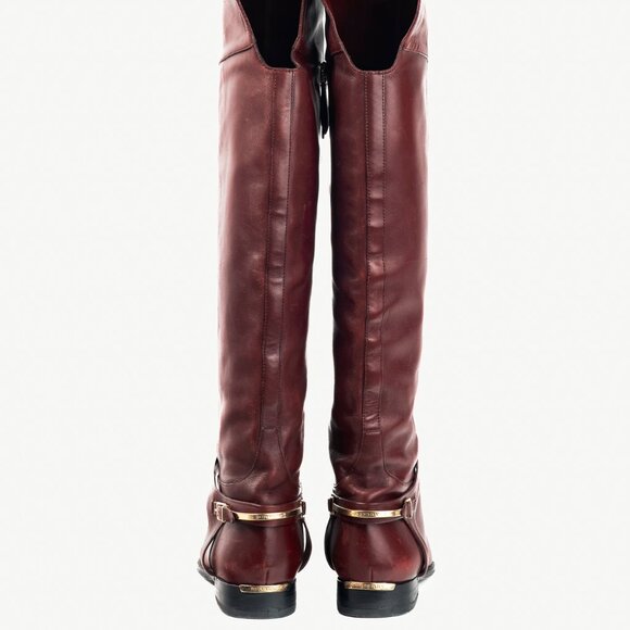 Burberry Carmack Bordeaux Leather Over-The-Knee Riding Boots - Picture 4 of 10